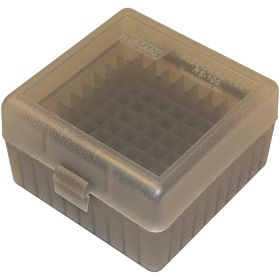 MTM 100-Round Flip-Top Ammo Box – .223 / 204 Ruger / 6x47 Ready (Clear Smoke)