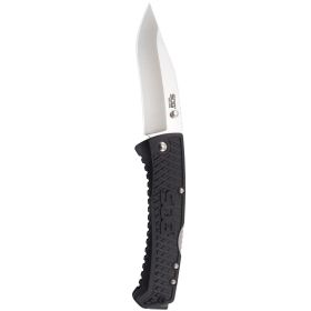 SOG Traction Folding Knife 3.5" Clip Point Plain Blade – Black GRN Handle Tactical EDC Knife | Five Star Survival