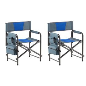 2-Pack Padded Folding Outdoor Chairs with Storage Pockets – Lightweight Camping Chairs for Indoor, Picnic, Fishing & Backyard Use