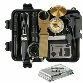 14-in-1 Outdoor Emergency Survival Gear Kit – Camping Tactical Tools with SOS EDC Case