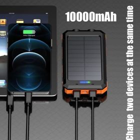 10000mAh Portable Fast Charging Power Bank – Dual USB, Solar Charging & Flashlight for iPhone, Xiaomi & Android