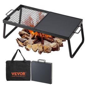 VEVOR Folding Campfire Grill – 22.4-Inch Heavy Duty Steel Mesh Grate, Portable Camping Grill for Fire Pits