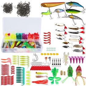 375-Piece Fishing Baits & Tackle Box Kit – Saltwater & Freshwater Lifelike Popper, Crankbaits, Frogs, Crickets, Spoon Lures & Maggots