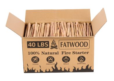 40 Lbs Fatwood Fire Starter Sticks – 100% Natural Pine Kindling Wood for Campfires, Fireplaces, Stoves, and Grills