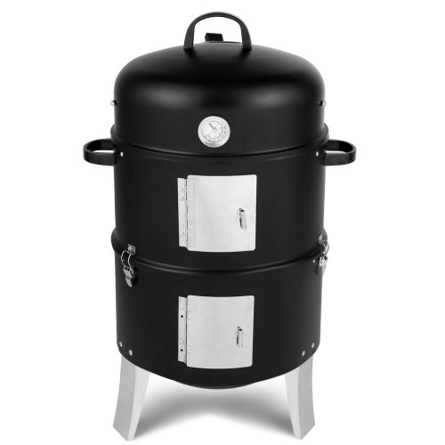 47x41.5x82cm Black, Double-walled, Cylindrical, Smoker, Charcoal Grill 47x41.5x82cm Black, Double-walled, Cylindrical, Smoker, Charcoal Grill
