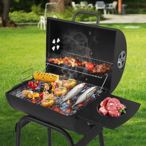 Black Cylinder With Side Panels And Wheels, High-temperature Powder Smoked Carbon Oven Black Cylinder With Side Panels And Wheels, High-temperature Powder Smoked Carbon Oven