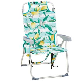 63x70x99cm, Lemon Pattern, Aluminum, Camping Chair, Oxford Cloth, Silvery-white Aluminium Tube (Option: Lemon pattern)