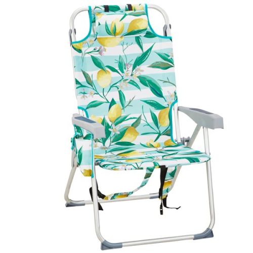 63x70x99cm, Lemon Pattern, Aluminum, Camping Chair, Oxford Cloth, Silvery-white Aluminium Tube