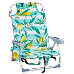 63x65x82cm, Lemon Pattern, Aluminum, Camping Chair, Oxford Cloth, Silver-white Aluminium Tube (Option: Lemon pattern)