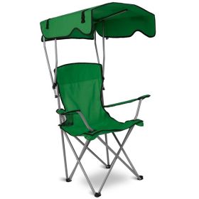 Camping Folding Lawn Outdoor Chairs With Awnings (Color: Green)