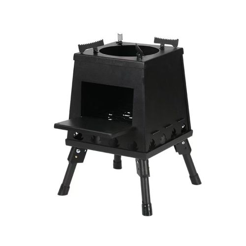 1 Portable Folding Wood Stove, Suitable For Camping And Outdoor Barbecue - Durable Iron, No Need To Light Fire
